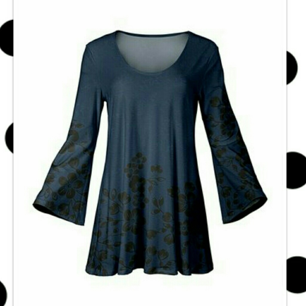 Blue and Black Floral Tunic - Picture 3 of 8
